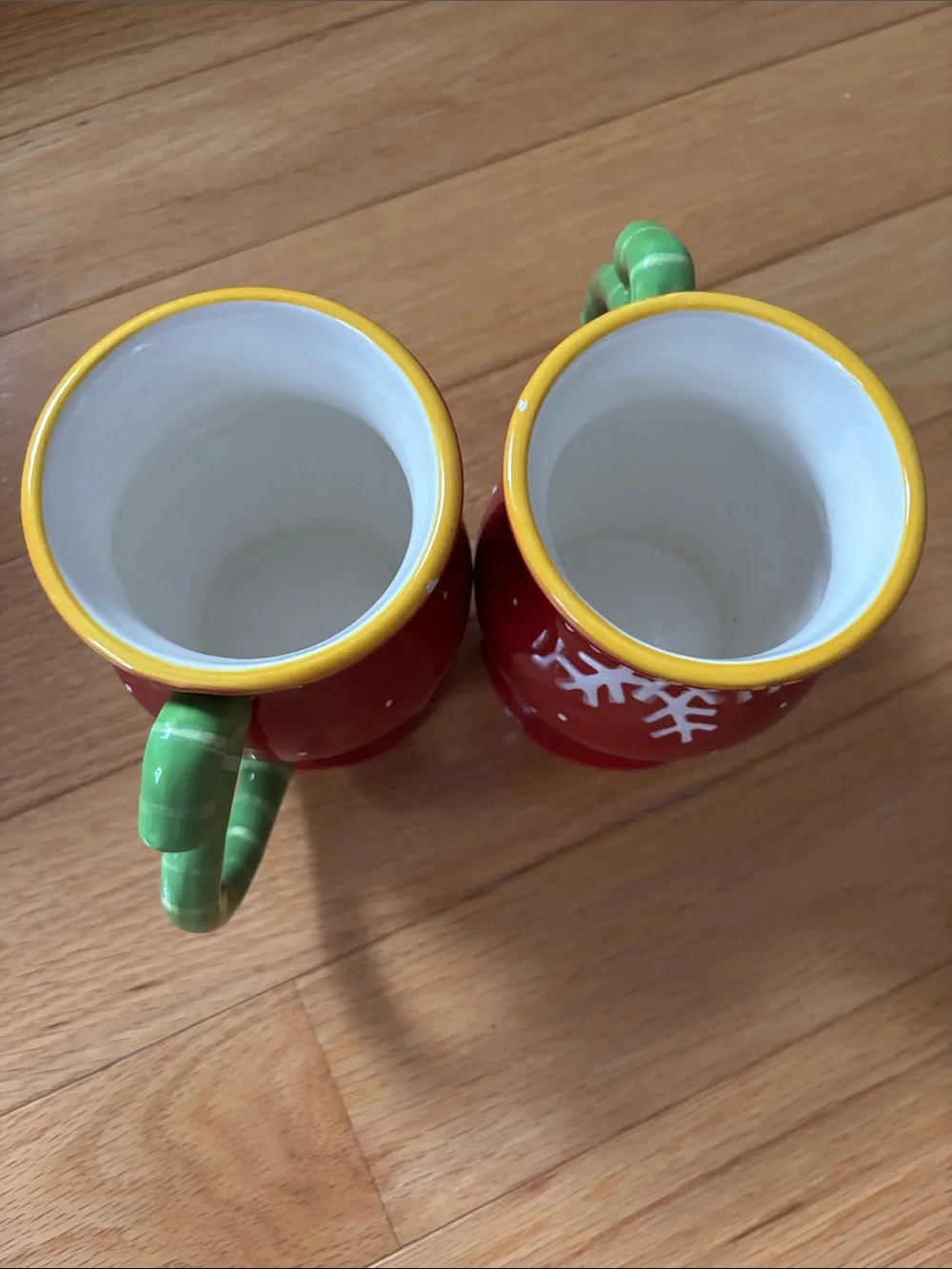Pier 1 Red and Green Snowman Mugs (Set of 2)